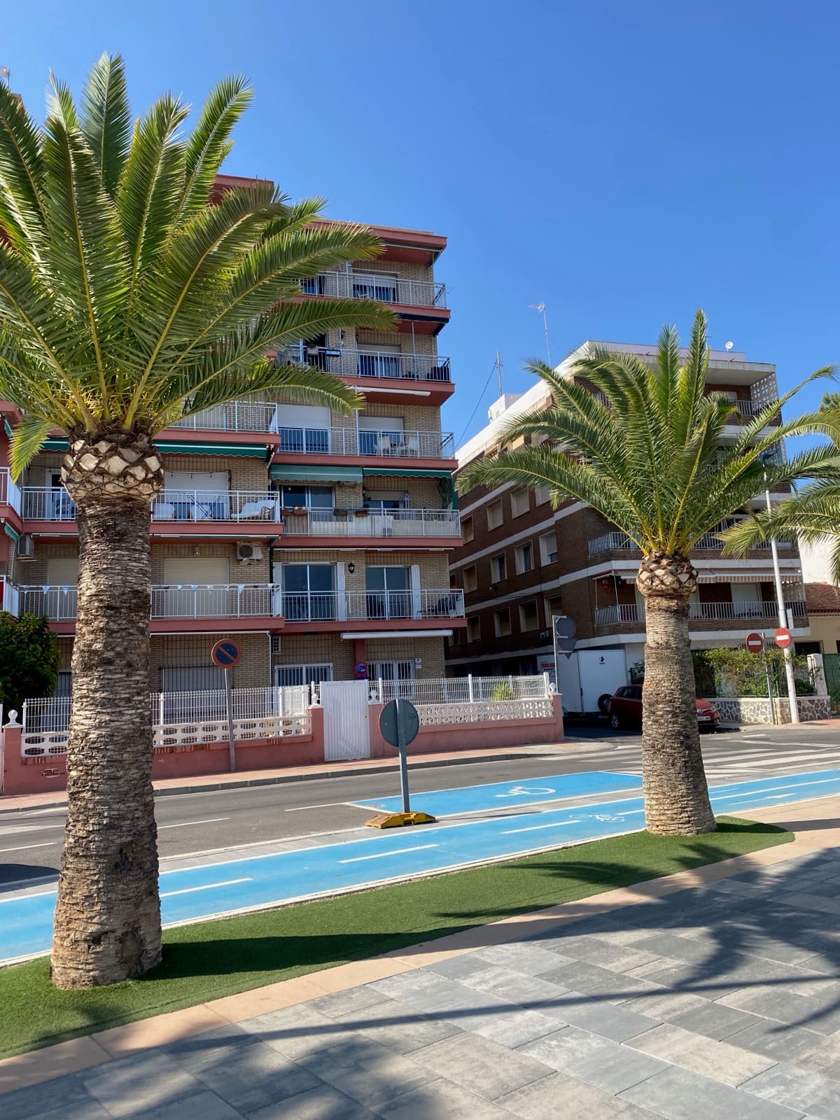 Palmen en promenade langs de boulevard van San Pedro del Pinatar